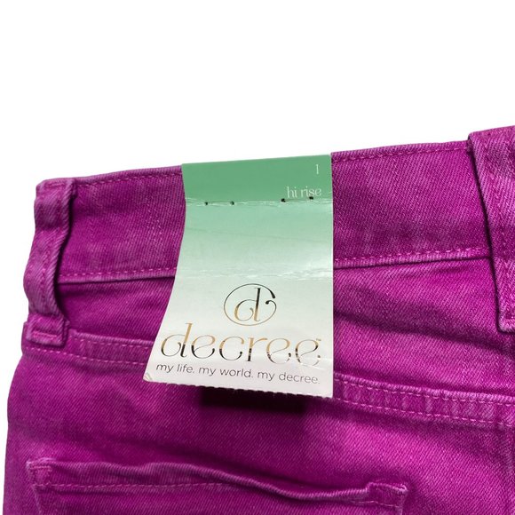 Decree High Rise Cut Off Jean Shorts Womens Size 1 Ultra Pink Wash - Picture 4 of 9